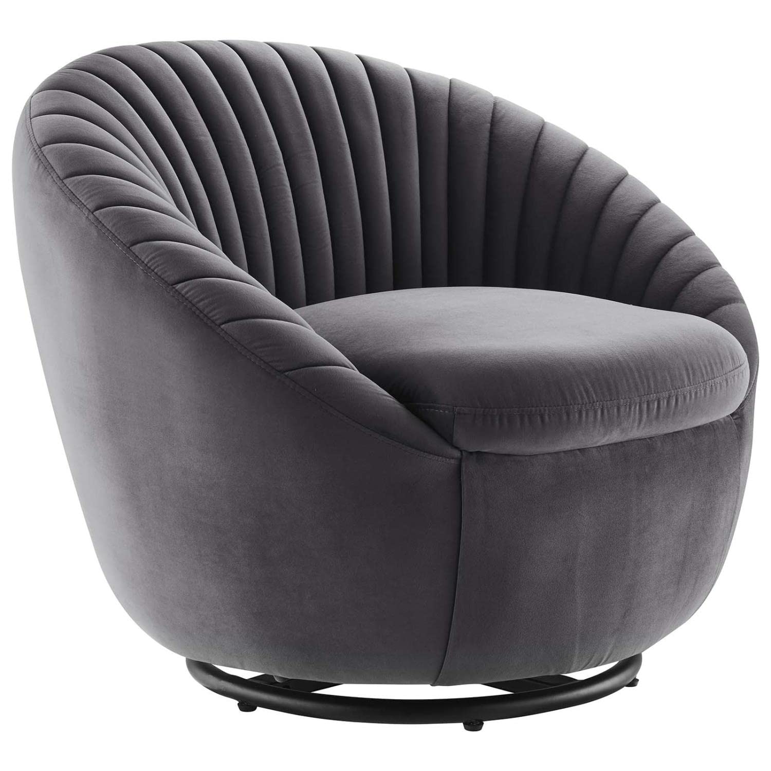 Modway Whirr Tufted Performance Velvet Swivel Chair In Black/Gray